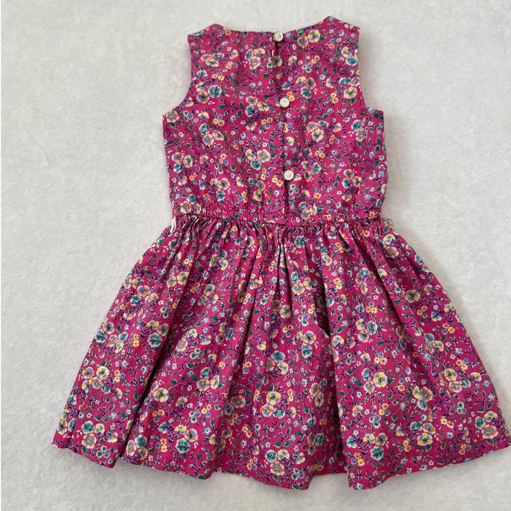 VTG Ralph Lauren Pink Floral Sleeveless Cotton Elastic Waist Dress 18M
